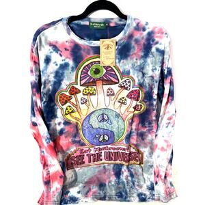 Kathmandu Imports Mushroom Eye Tie Dye Long Sleeve Shirt Small NWT Psychedelic